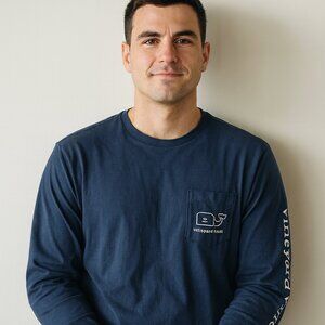 Vineyard Vines Men S Long Sleeve Pocket T-Shirt Navy Large Whale Logo Retro Y2K